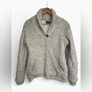 Cabin Core Wool Fleece-Lined Shawl Collar Sweater